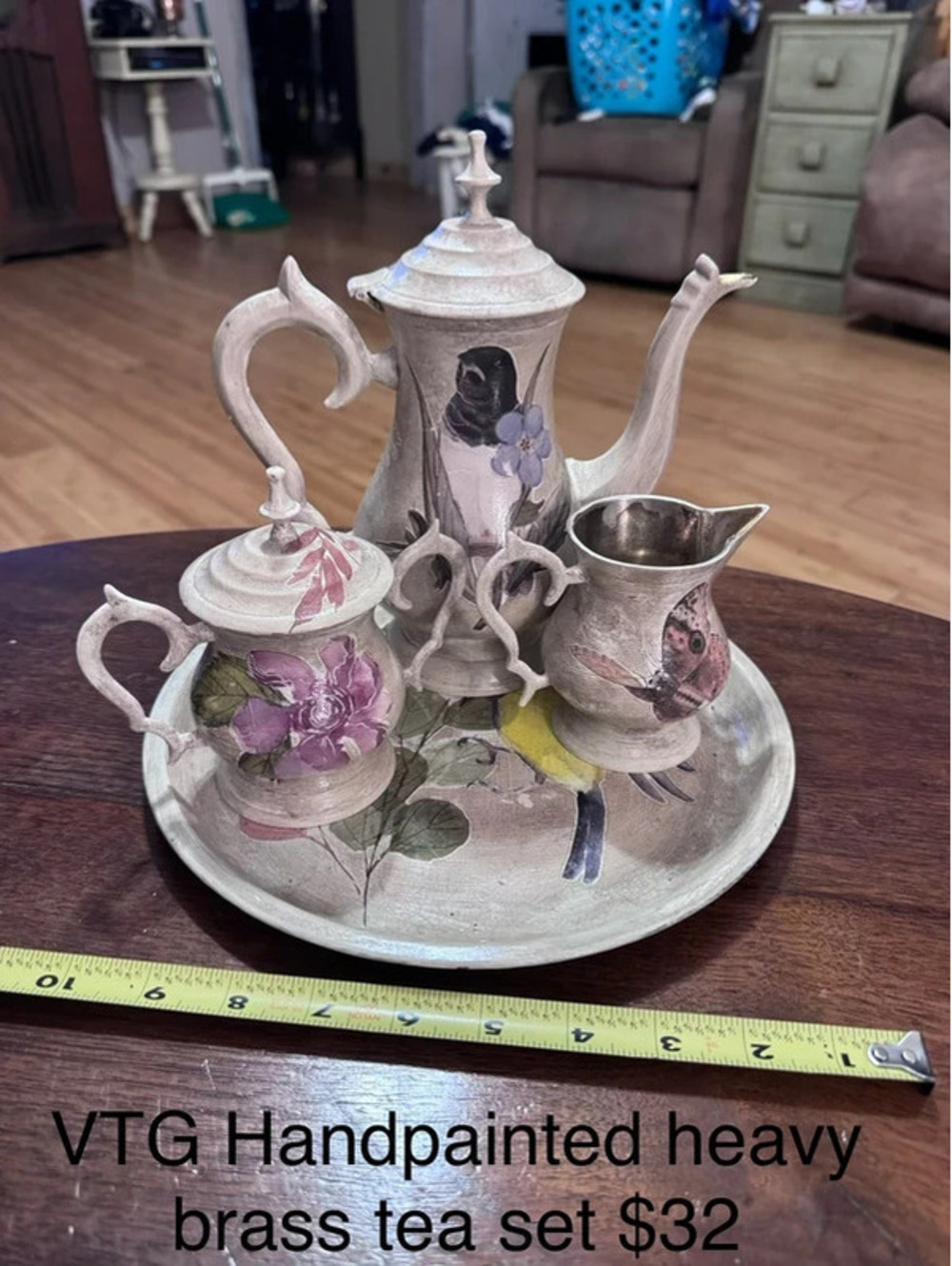 Handpainted Brass Tea Set